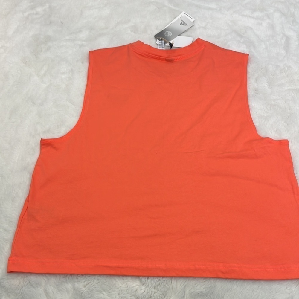 Adidas boyfriend tank size XL NWT coral/orange color crew neck 100% cotton - Picture 2 of 9